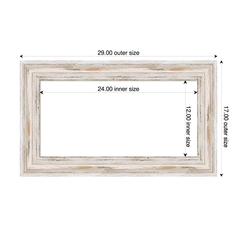 Amanti Art Alexandria Greywash Framed Dry Erase Magnetic Board - 29 x 17 in - Alexandria White Wash