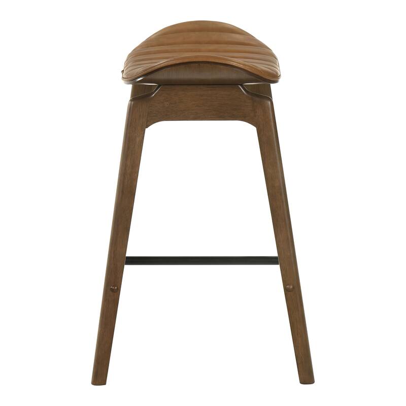 Furniture of America Nallin Mid-Century Modern 5-Piece Walnut Wood Counter Height Dining Table Set