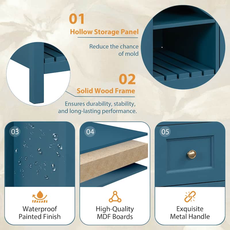 36" Freestanding Bathroom Vanity Set with Integrated Resin Sink - 36" x 18" x 34"