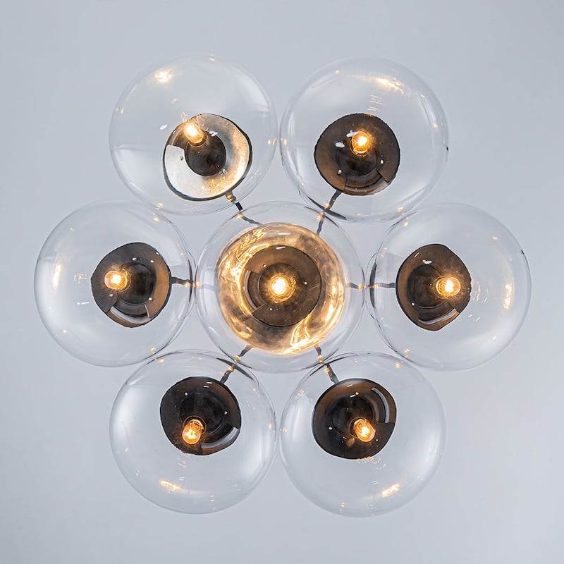 Minimalist 7-Light Glass Globe Bubble Cluster Pendant Chandelier