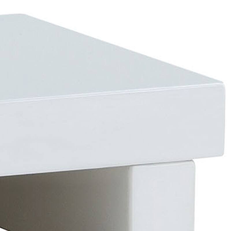 Finely Designed Contemporary Solid Wood Night Stand, Glossy White
