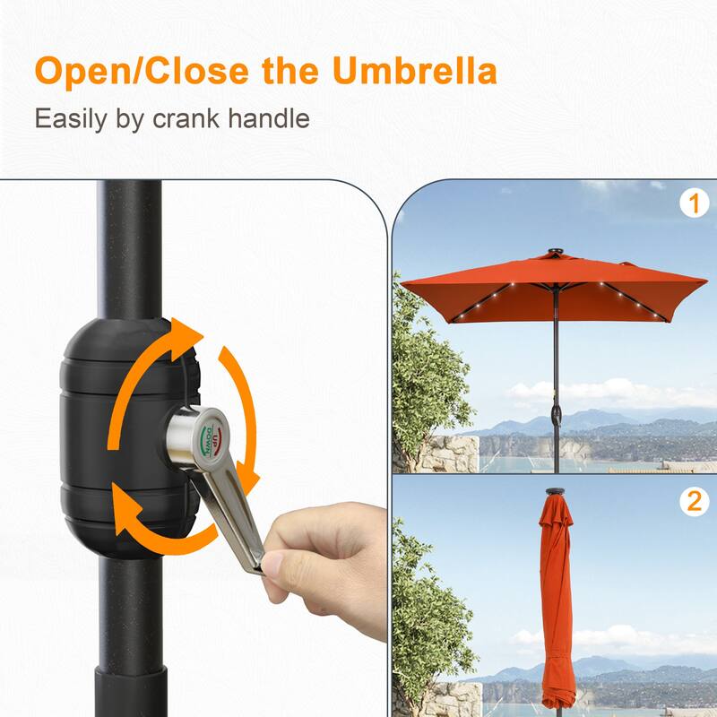 LIVOOSUN 6.5×6.5FT LED Square Patio Umbrella with UPF50+, Tilt Function, and Wind-Resistant Design——Experience Outdoor Comfort