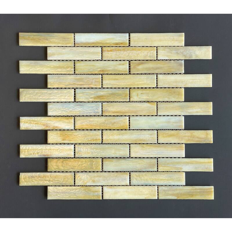 1 x 4 Brick Iridescent Glass Mosaic Wall Tiles - Case (10 Sheets) - Sunset Cloud