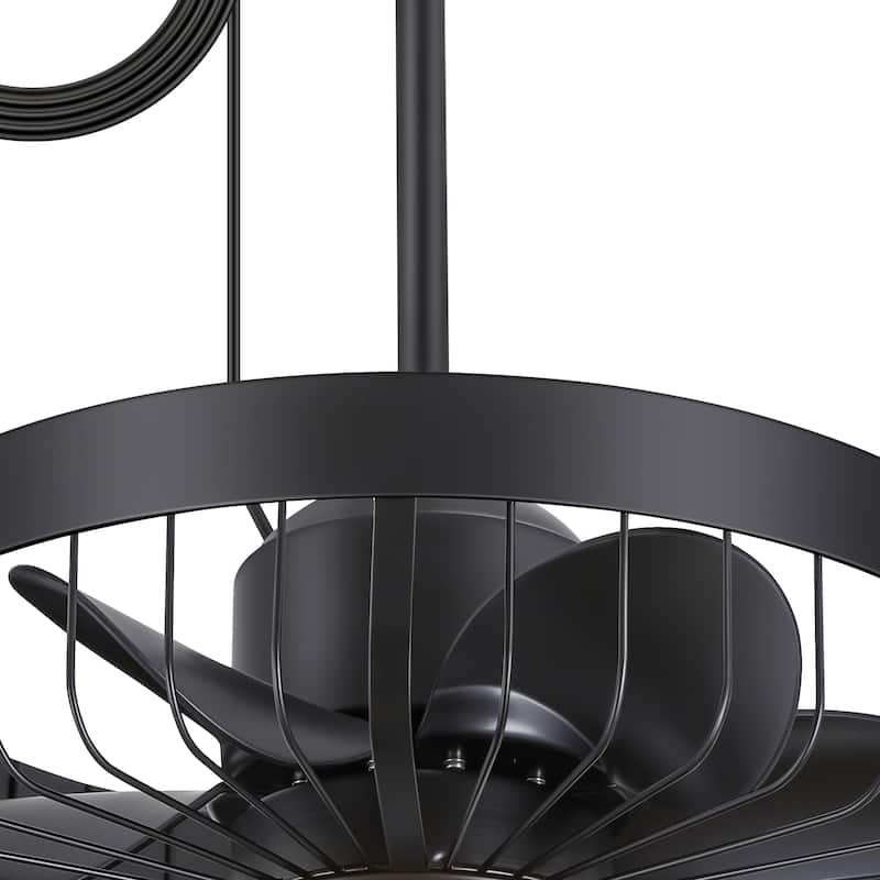 19" Waterproof Plug-in Outdoor Ceiling Fan with Light and Remote(5-Blade)