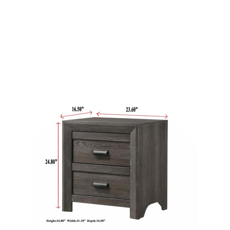 1pc Contemporary Nightstand End Table with Two Storage Drawers Finish Bedroom Wooden Furniture