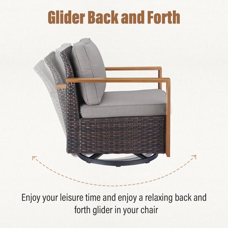 Gymojoy Outdoor Swivel Gliders Rocker Chairs with Ottomans