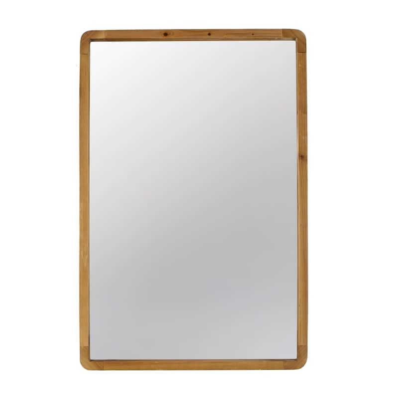 Farmhouse Style Wooden Rectangular Wall Mirror - 35.5"