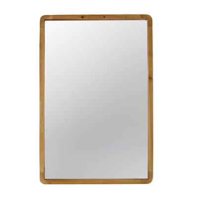 Farmhouse Style Wooden Rectangular Wall Mirror - 35.5"