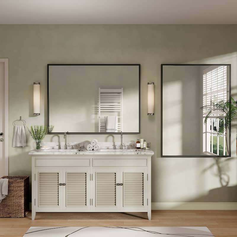 Tempered Glass and Metal Framed French Cleat Mounted Wall Bathroom / Vanity Mirror