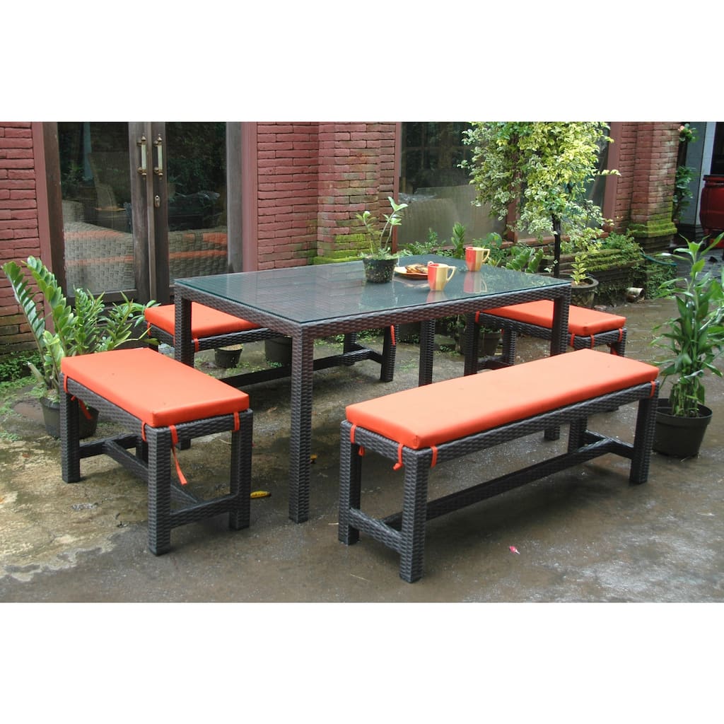 Outdoor Dining Set 5 Piece - Patio Furniture Set - Synthetic Rattan Table & Chairs