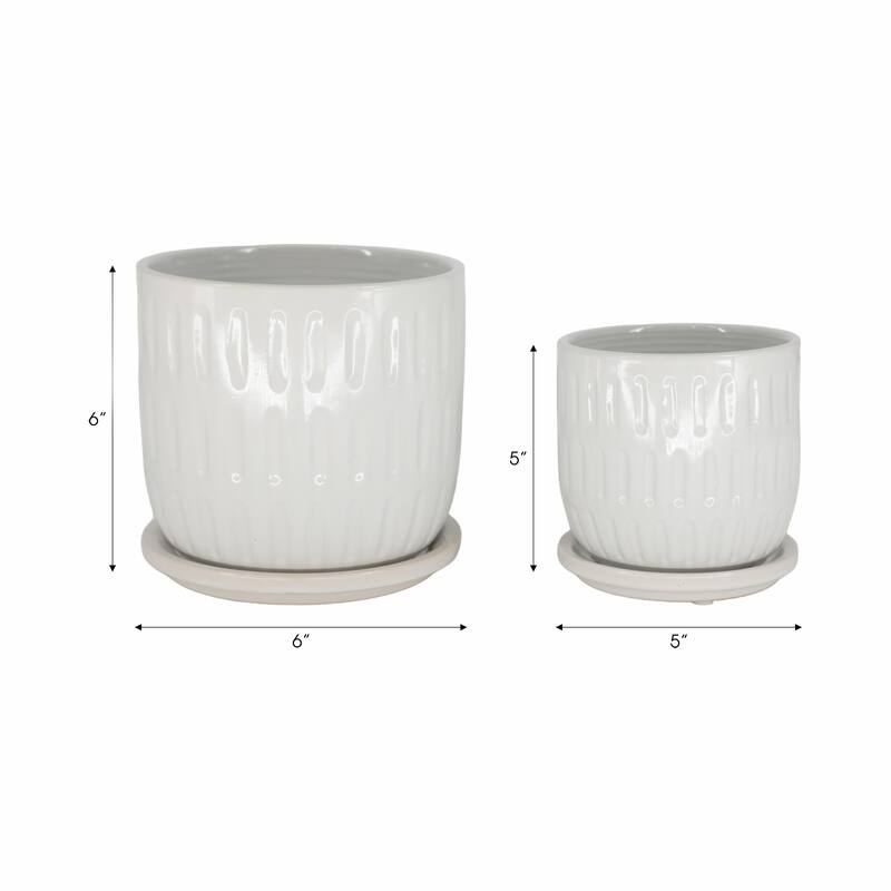 Sagebrook Home Ceramic Planter with Saucer
