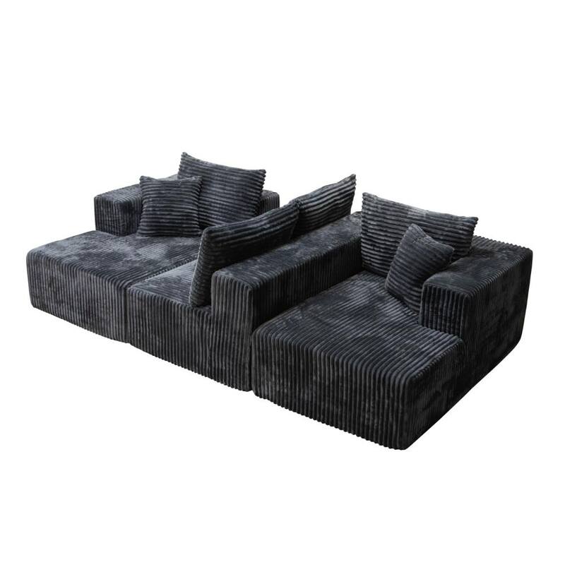 132.2" U-shaped Corduroy Sectional Sofa, No Assembly Required