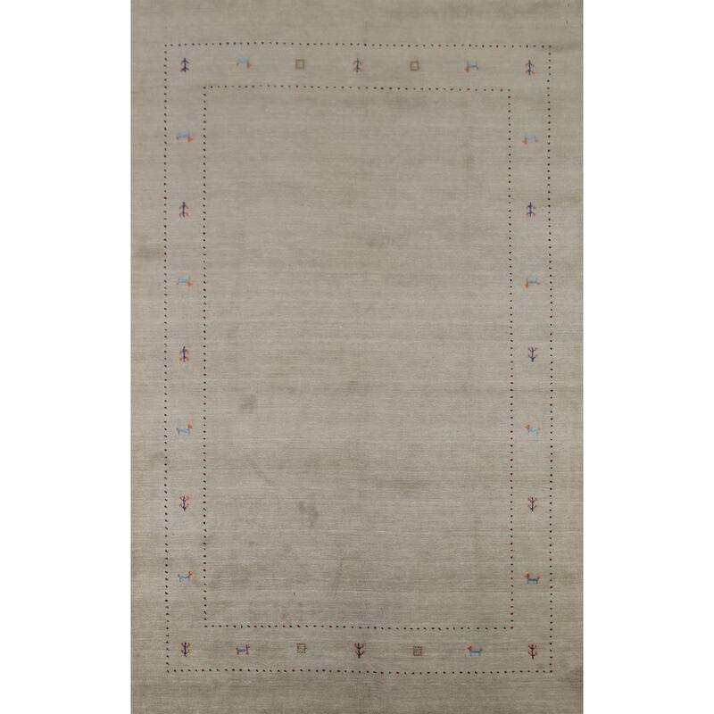 Little Animals Design Gabbeh Area Rug Hand-Knotted Wool Carpet - 6'7"x 9'10"
