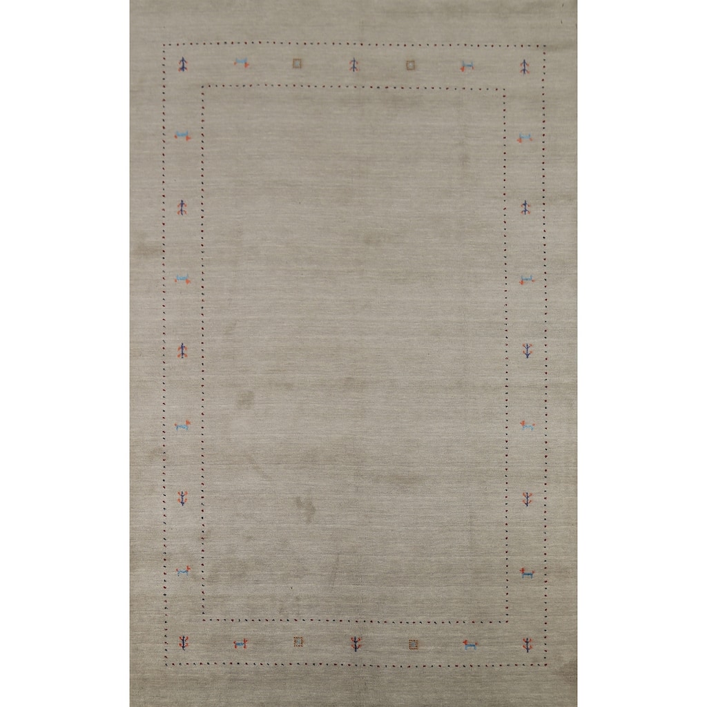Little Animals Design Gabbeh Area Rug Hand-Knotted Wool Carpet - 6'7"x 9'10"