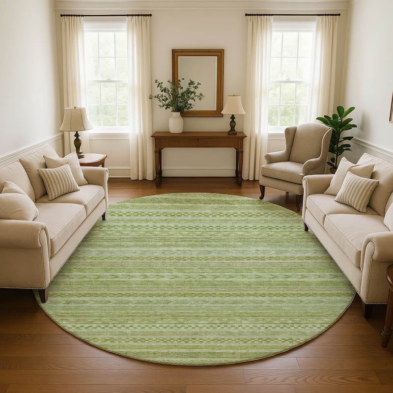 Premium Washable Super Soft Boho Stripes Mayfield Rug - Cactus - 8' x 8'
