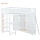 preview thumbnail 9 of 11, Multifunctional Design Loft Bed with Ladder, Guardrails, Wardrobe, Desk and Shelves, Full Size, White