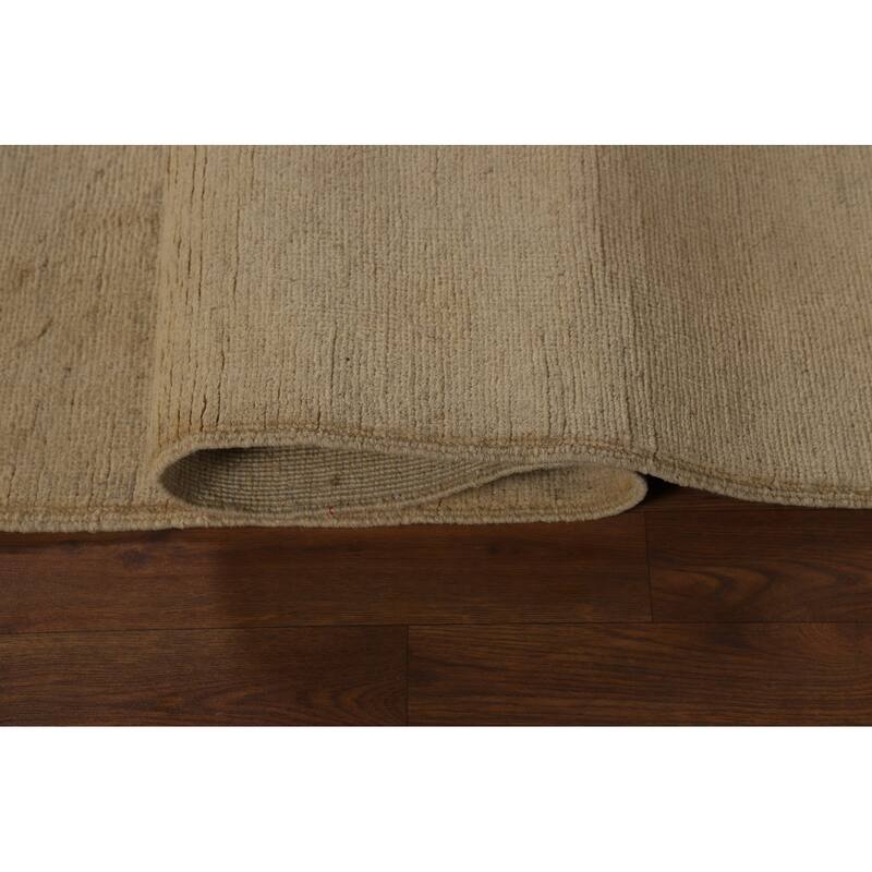 Beige Modern Gabbeh Runner Rug Handmade Wool Carpet - 3'2" x 9'8"