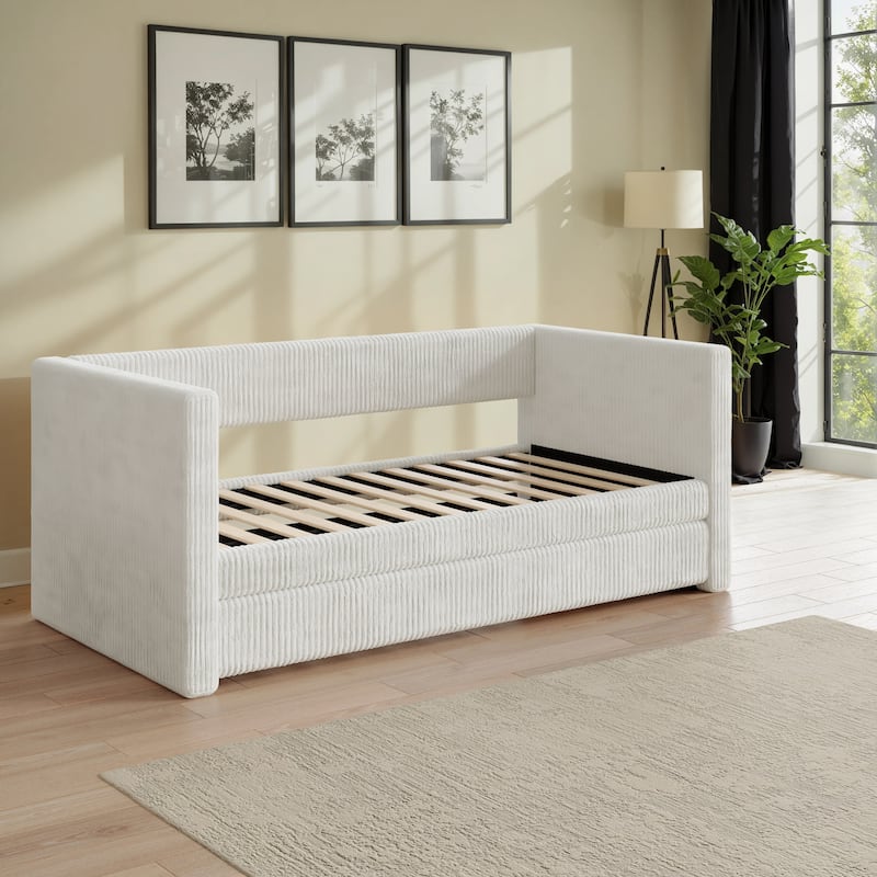 Corvus Somme Corduroy Upholstered Daybed with Trundle