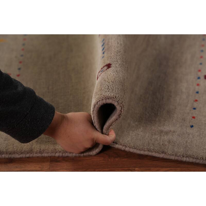 Gabbeh Oriental Rug Bedroom Hand-Knotted Wool Carpet - 4'8" x 6'7"