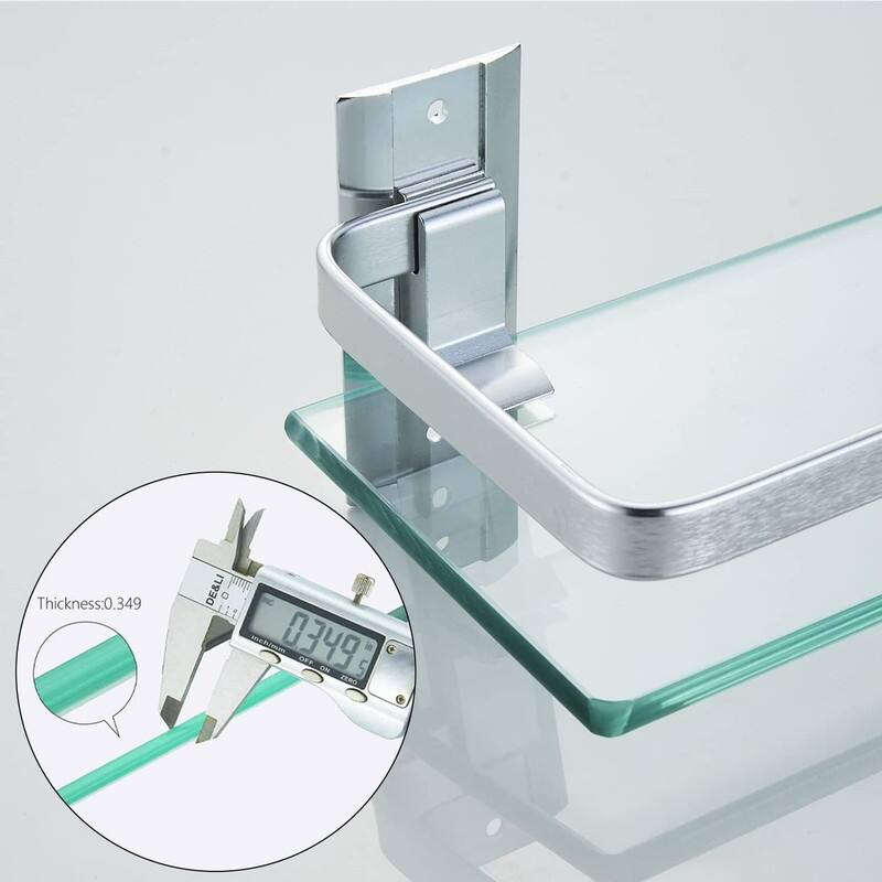 3 Pack Bathroom Glass Shelf,Aluminum Tempered Glass - 4.7"D x 15.7"W x 3.9"H