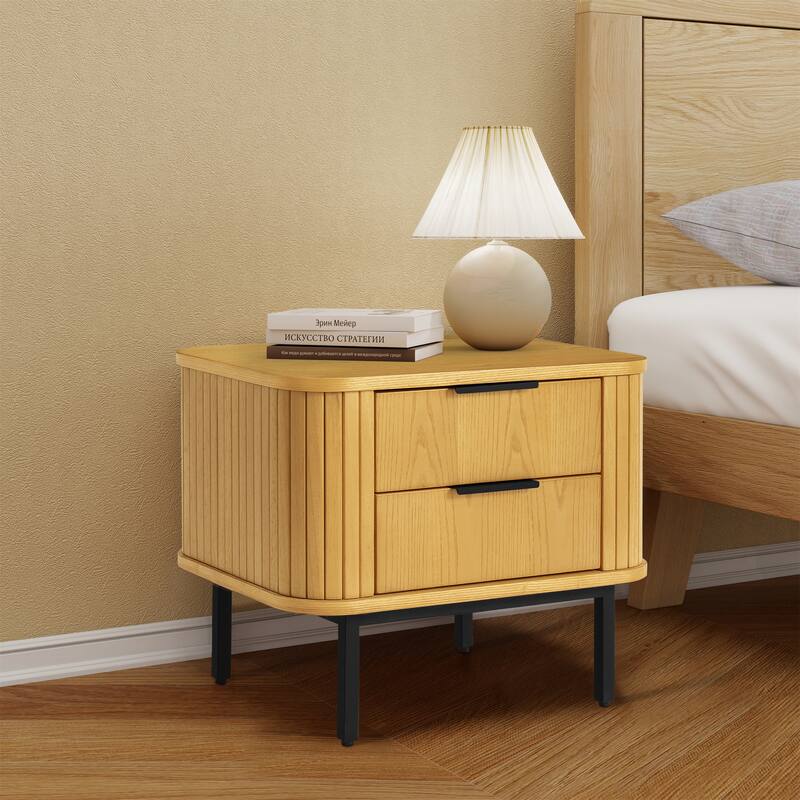 2-Drawer Nightstand Wood End Table