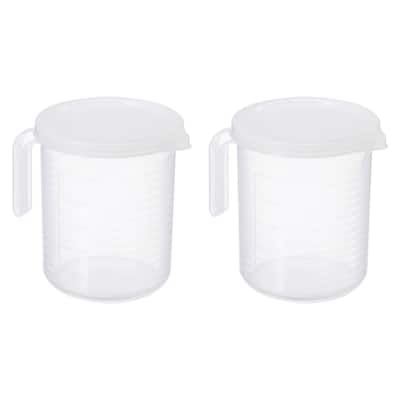 Graduated Beaker, 2 Pack 500ml PP Plastic Cup Double Sided Graduations - Transparent