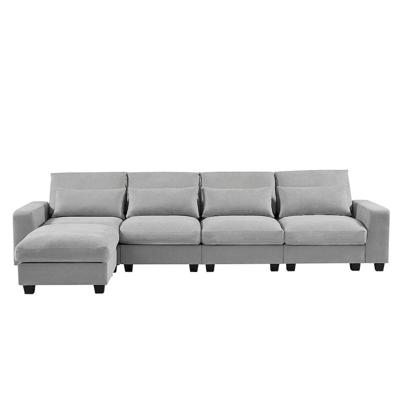 Modular L-Shape Feather Filled Sectional Sofa with Reversible Chaise
