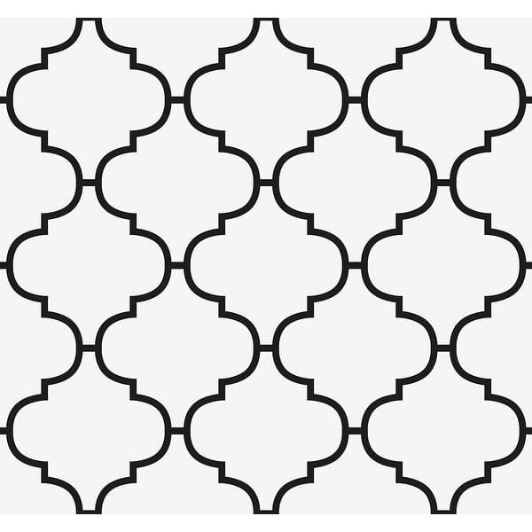 slide 2 of 2, Seabrook Designs Melvyn Ogee Trellis Unpasted Wallpaper - 27 in. W x 27 ft. L 27 in. W x 27 ft. L - Off-White & Onyx
