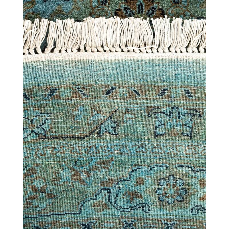 Overton Hand Knotted Wool Vintage Inspired Modern Contemporary Overdyed Blue Round Area Rug - 8' 1" x 8' 1"
