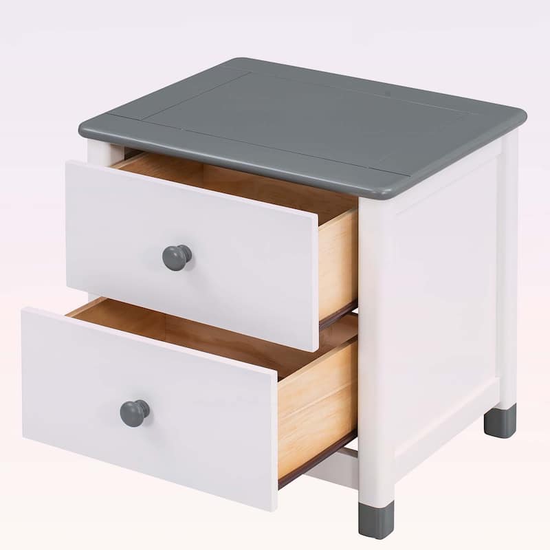 Wooden Nightstand with Two Drawers,for Bedrooms,Combining Cute Design and Practical Storage
