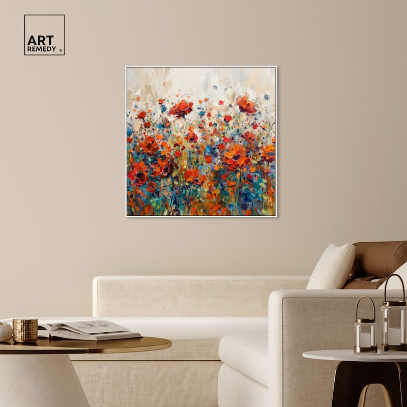 Art Remedy Beautiful Garden Bloom Framed Impressionism 1 Piece Canvas Wall Art /Monet And Van Gogh Inspired Art