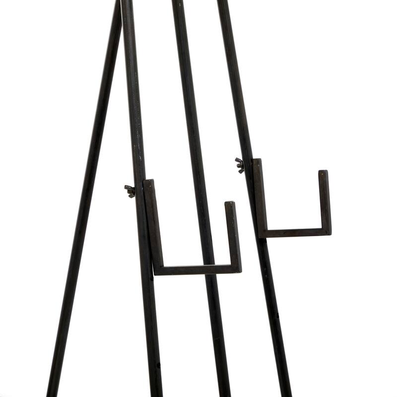 Black Metal Extra Large Free Standing Adjustable Display Stand Easel with Chain Support and Wood Accents
