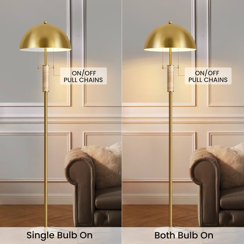 Dome Metal with Marble Base LED Table Lamp Classic Glam Bedside Lamp