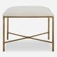 preview thumbnail 2 of 3, Upholstered Seat Iron Framed Bench - 24" - White and Gold