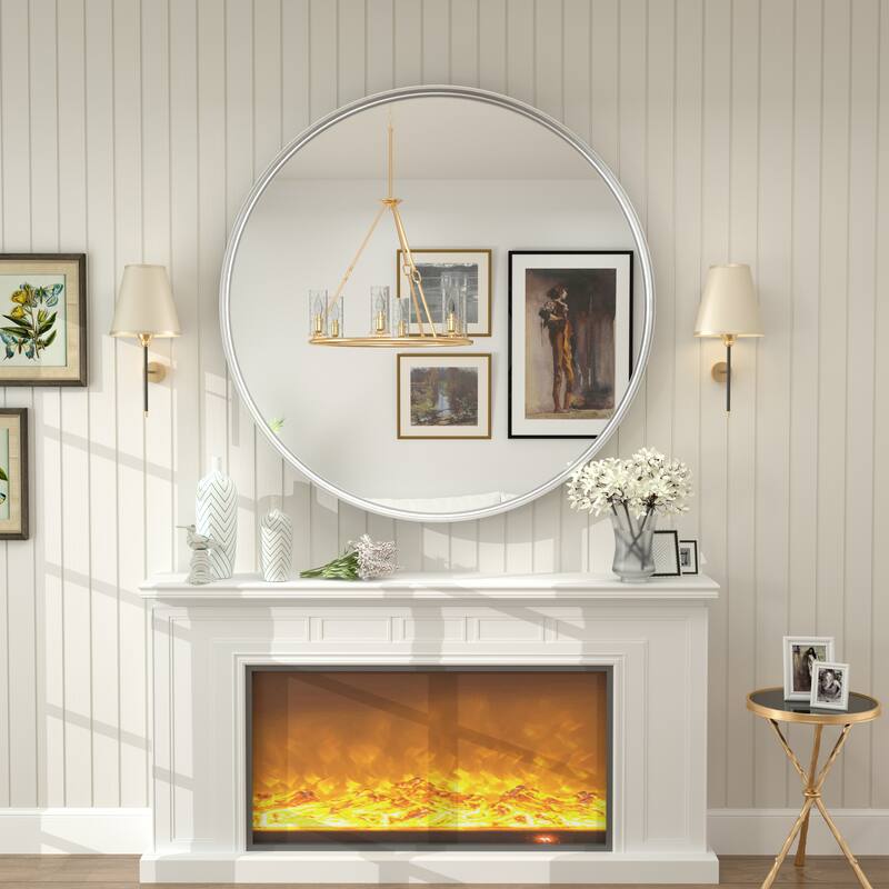 Round Tempered Glass and Metal Framed French Cleat Mounted Wall Bathroom / Vanity Mirror