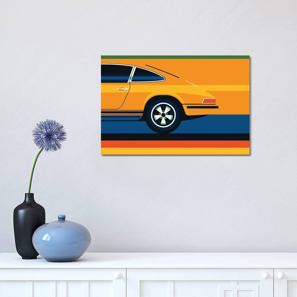 iCanvas "Orange Vintage Sports Car Side Back" by Bo Lundberg Canvas Print