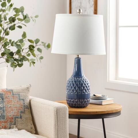 Dereck Modern Glazed Textured Table Lamp - 26"H x 14"W x 14"D