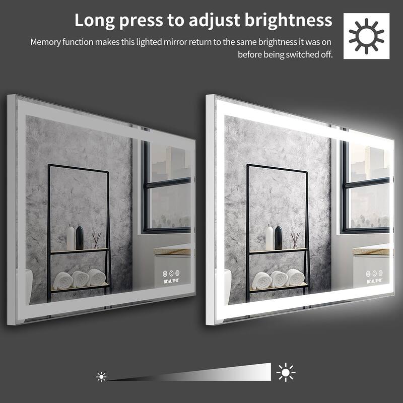 Rectangular Wall Mounted LED Bathroom Vanity Mirror with Anti-Fog - 48" x 24" in.