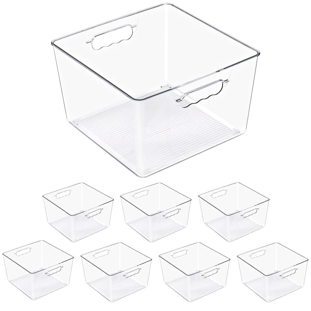 Sorbus Large Square Stackable Storage Bins with Handles - for Storage, Closet, Shelf & Home Organization, 4, 6, and 8 Pack