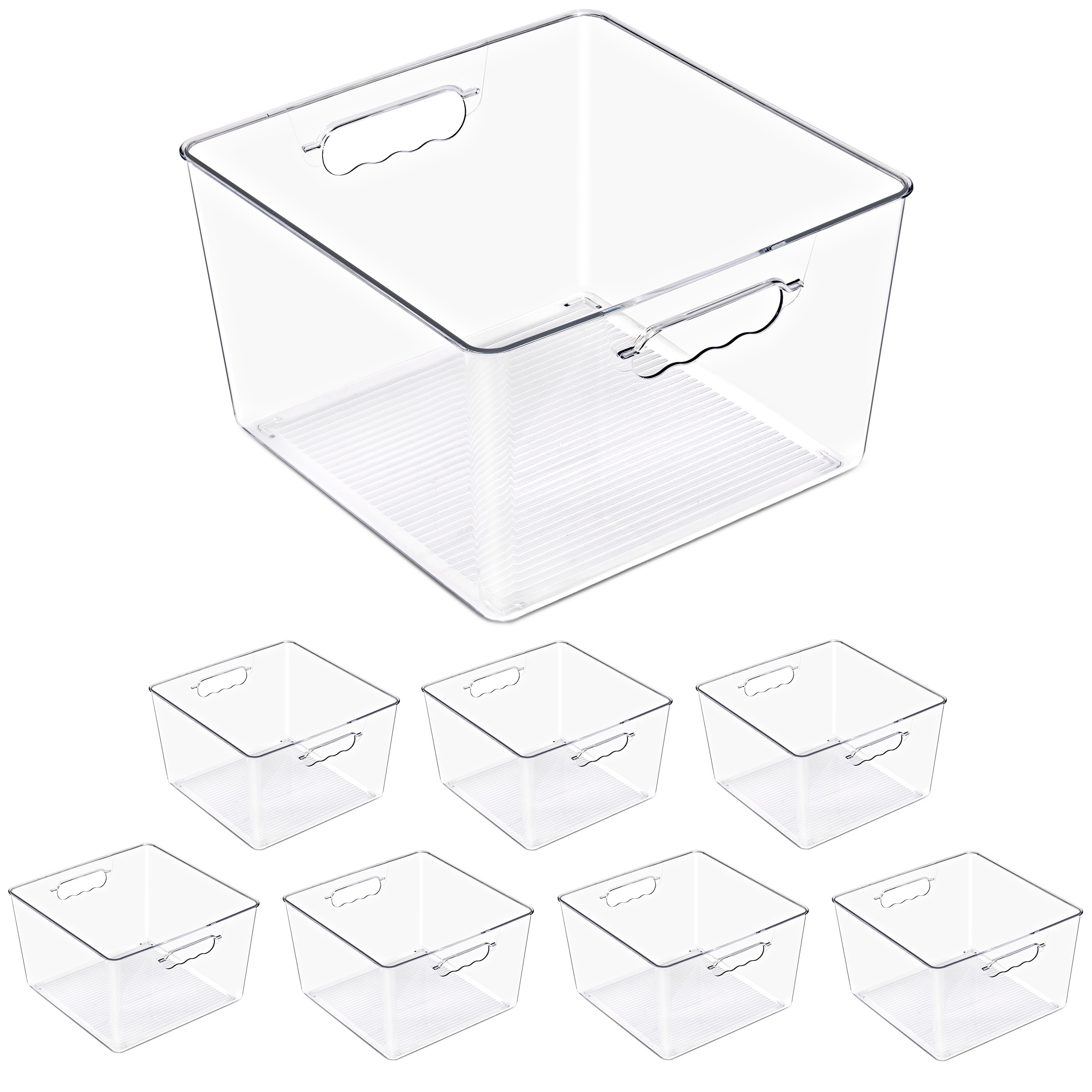 Sorbus Large Square Stackable Storage Bins with Handles - for Storage, Closet, Shelf & Home Organization