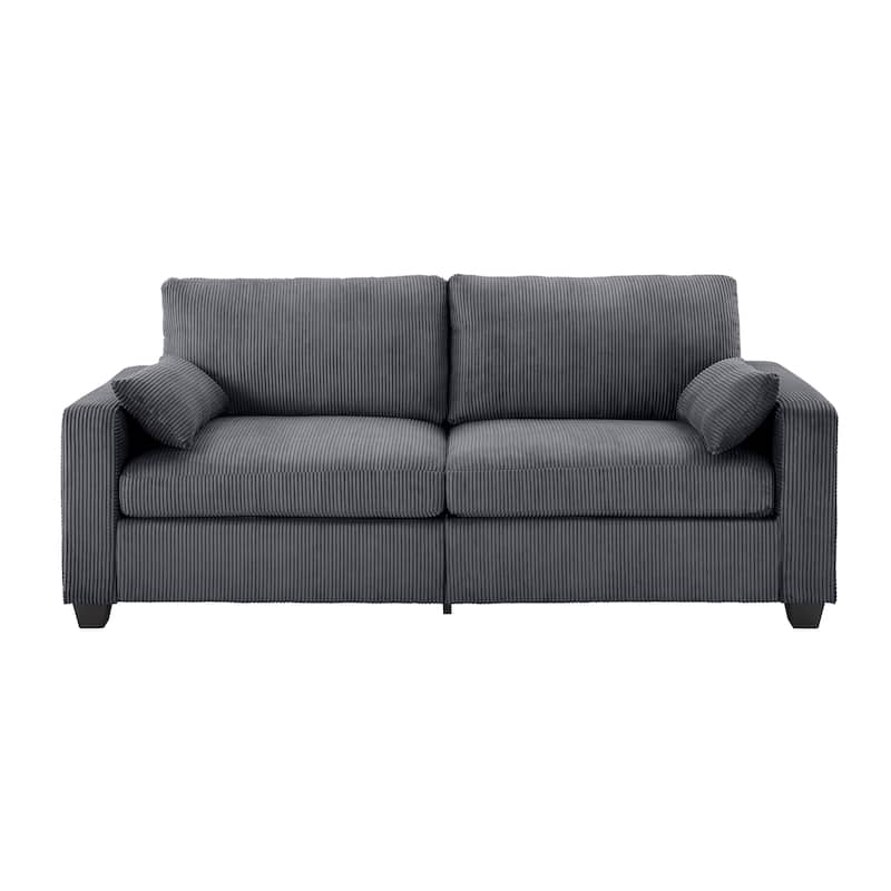 Modern Loveseat Sofa for Living Room, Removable Cover, Spring Cushions, Solid Wood Frame, Wide Armrest for Small Space - Gray