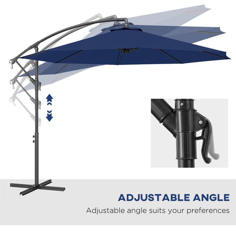 10ft UV and Water-Resistant Polyester Fabric Offset Patio Umbrella with Adjustable Crank and Stable Base - Dia.116.1" x 98.4"H