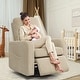 preview thumbnail 18 of 40, Swivel Manual Recliner Chair Teddy Fabric Nursery Glider Rocking Recliner Set of 2