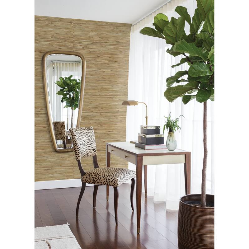 A-Street Prints Shuang Light Brown Handmade Grasscloth Wallpaper