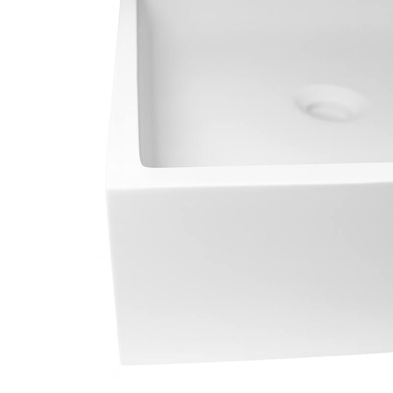 20 inch Brillare Matte White Solid Surface Rectangular Vessel Sink