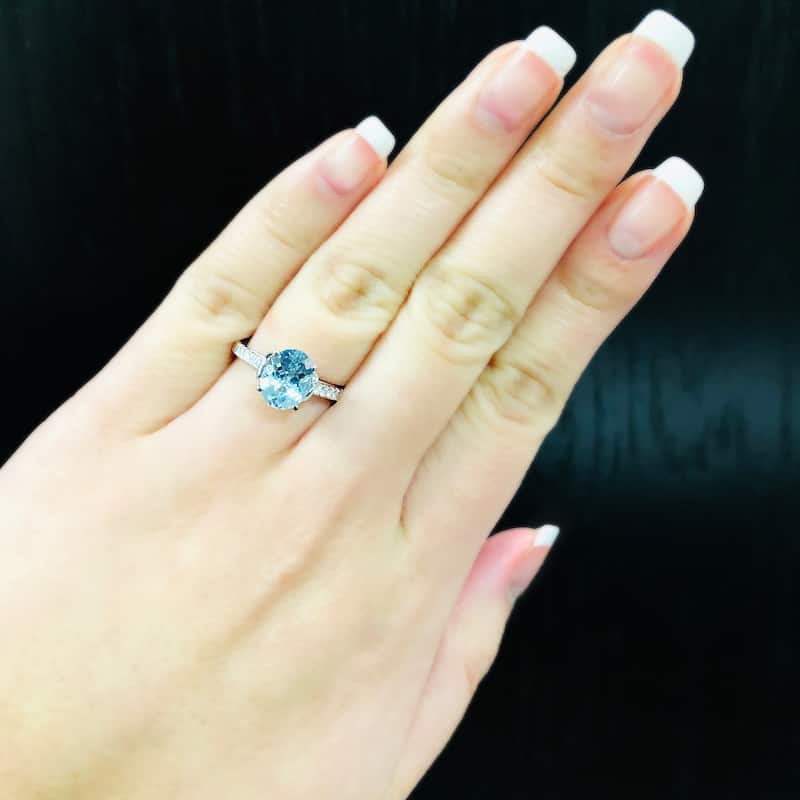 Auriya 1 1/5ct Fancy Oval Aquamarine and Diamond Engagement Ring 1/6ctw 14k Gold