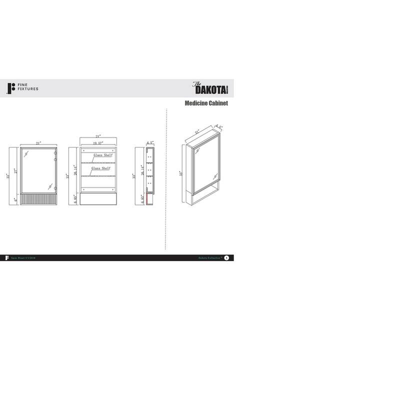 Fine Fixtures Dakota Collection Bathroom Medicine Cabinet