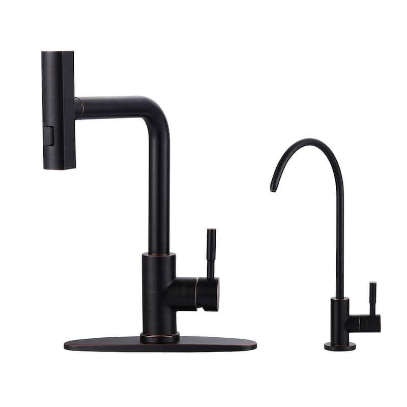 WOWOW Modern-Style Three-Function Pull-Down Kitchen Faucet with Filter Faucet - Oil Rubbed Bronze