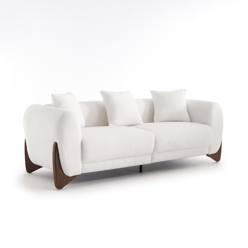 3 Pieces Boucle Sherpa Couch Set Living Room Furniture Set with Wood Frame