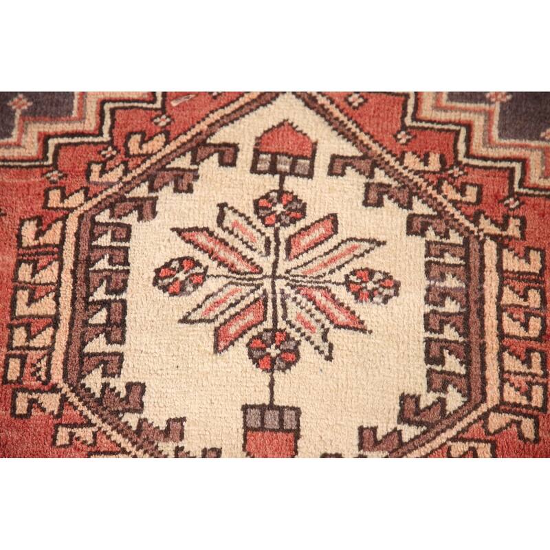 Geometric Ardebil Persian Vintage Runner Rug Hand-Knotted Wool Carpet - 3'10"x 8'6"